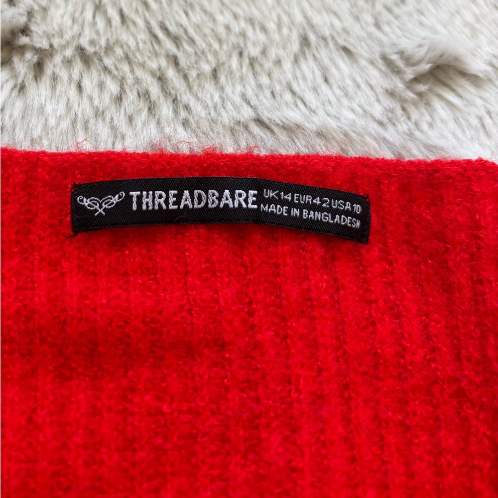 NWOT Threadbare Red V-Neck Sweater - Picture 5 of 5